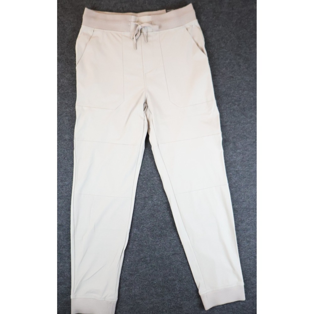 CSG Active Joggers Mens Small Beige Stretch Athletic Drawstring Comfort NWT